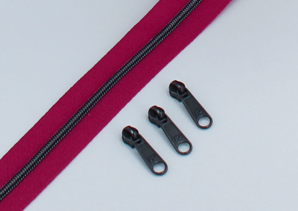 Endlosreißverschluss metallisiert schmal fuchsia/titan (1m)